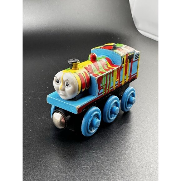 Thomas & Friends Wooden Railway Paint Splattered Thomas Vtg 2003 Train Engine - Picture 1 of 13